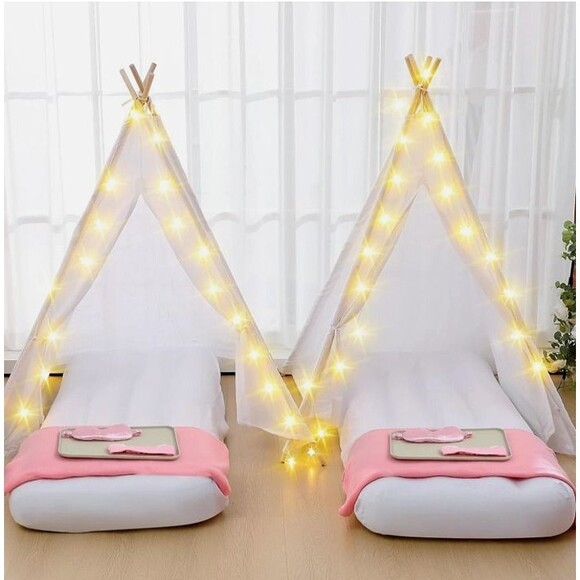 Windyun 4-Pack Kids Teepee Tent Set with Mattresses, Lights & Blankets - Picture 4 of 6